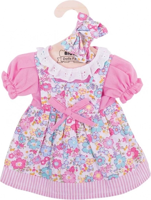 Rochiță roz cu flori pentru păpușă de 38 cm cu bentiță BIGJIGS TOYS
