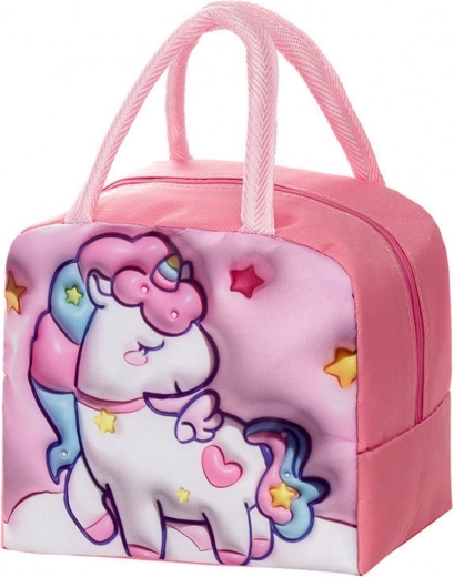 Geantă termo pentru gustări cu unicorn, roz, 23 cm