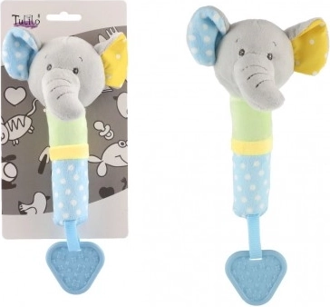 Elefant de pluș cu sunet și inel de dentiție 23 cm