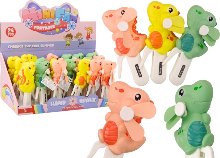 Moulinet de mână Dinozaur Mini – moară de vânt pentru copii, 3 culori