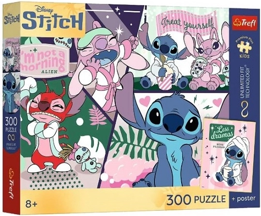 Puzzle pentru copii PremPlus Kids Stitch – duet cosmic, 300 de piese