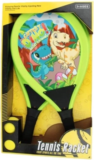 Set de rachete pentru copii cu dinozauri – 2 rachete și 2 mingi
