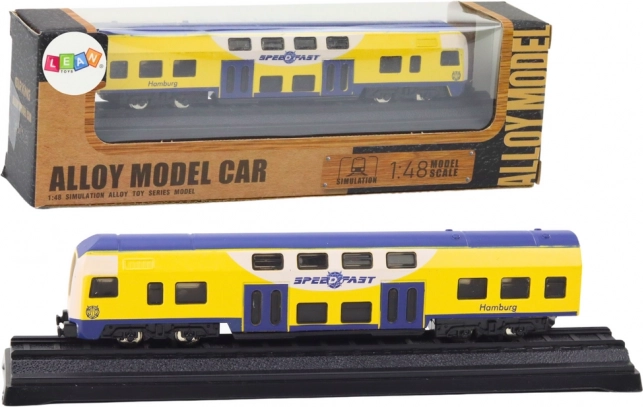Model de colecție din metal al trenului galben‑albastru 1:48