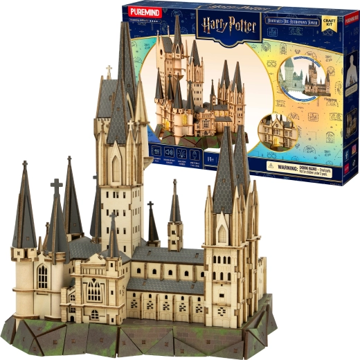 Puremind Harry Potter puzzle 3D din lemn – Turnul de Astronomie al Hogwarts (DIY)