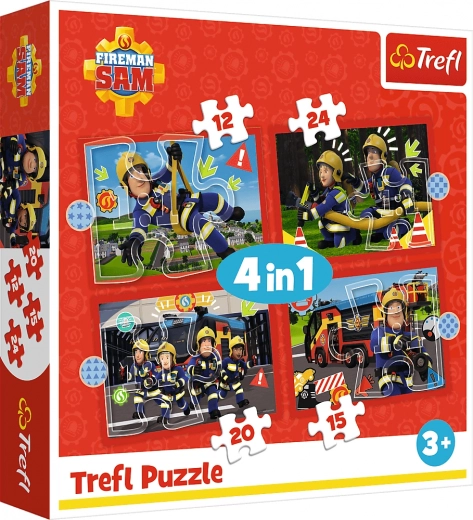 Puzzle Pompierul Sam 4în1 (12–24 piese)