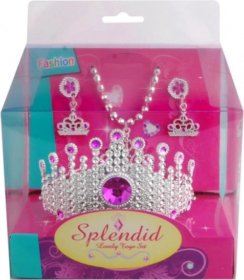 Set pentru mici prințese – coroniță roz, colier și cercei