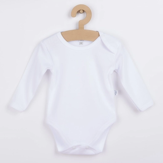 Body pentru bebeluși cu mânecă lungă BOBAS FASHION – alb, 100% bumbac