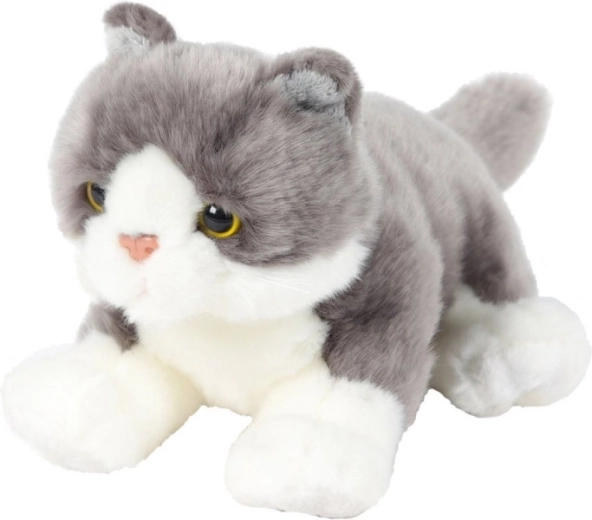 Mascotă pisică gri culcată 30 cm