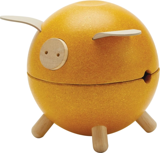 PlanToys pușculiță din lemn purceluș galben Orchard