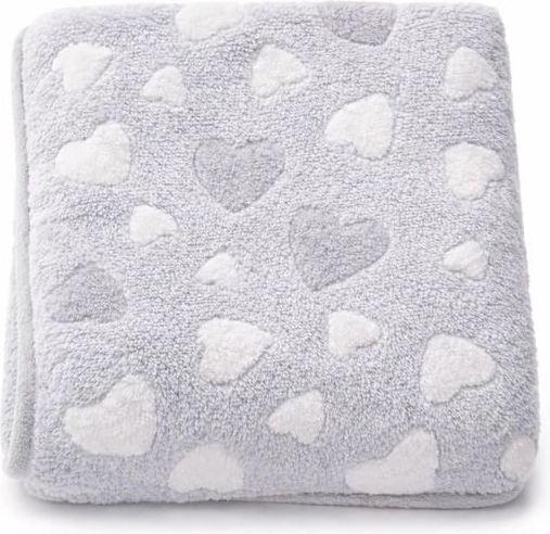 Pătură pentru copii New Baby cu inimioare, gri 80 × 90 cm