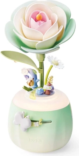 RoboTime puzzle mecanic 3D DIY lampă de veghe Camelia verde