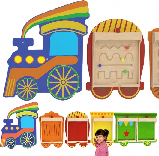Sistem flexibil de perete pentru 5 panouri educaționale – tren MASTERKIDZ