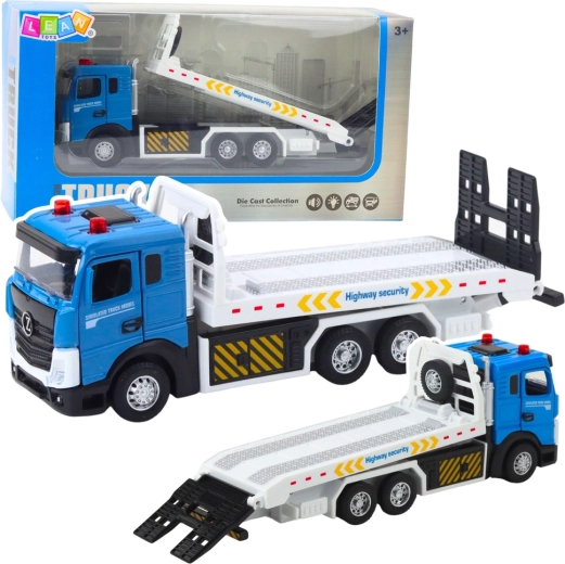 Camion de tractare transport cu platformă mobilă, lumini și sunete