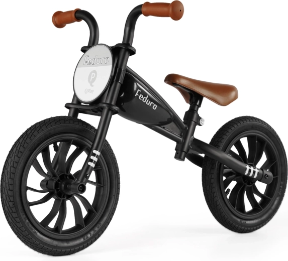 Bicicletă de echilibru Qplay Feduro neagră pentru copii 3–6 ani