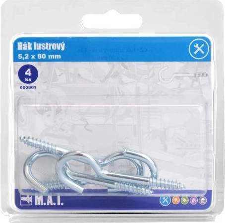 Cârlig pentru candelabru 80 × 5,2 mm lucios (4 buc.)