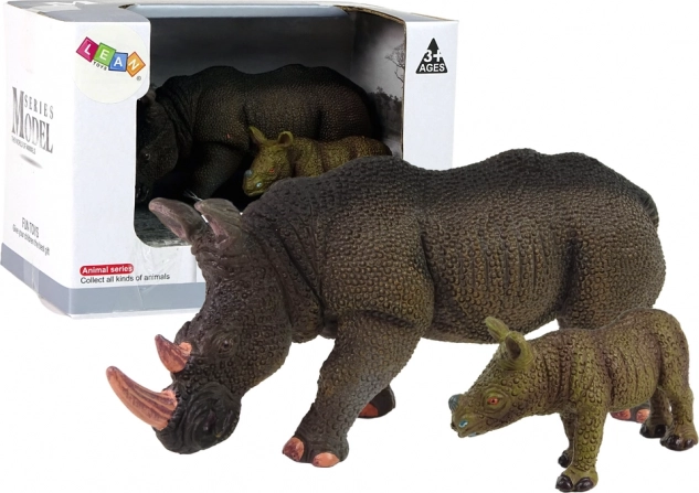 Set de 2 figurine rinocer cu pui – seria Animalele lumii