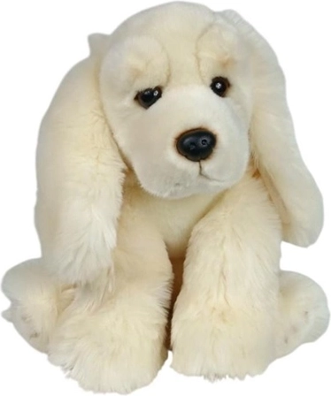 Câine de pluș, spaniel deschis la culoare, în poziție șezândă, 28 cm