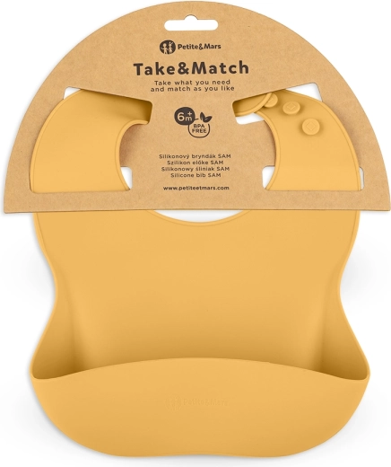 Bavețică din silicon PETITE&MARS Take&Match intense ochre 6m+