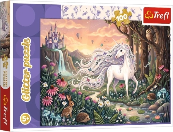 Puzzle pentru copii Glitter Tęczowy blask unicorn 100 de piese - 1 bucată