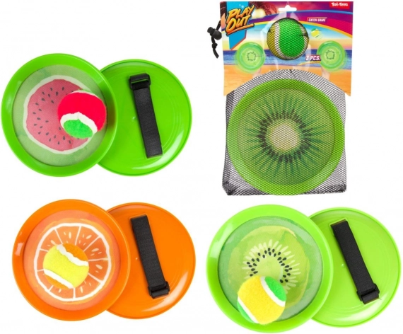 joc de prins cu mingea cu scai fructe 18 cm, 3 tipuri