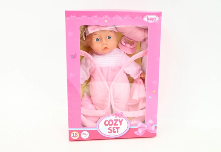 Păpușă bebeluș Bayer 28 cm cu port-bebe