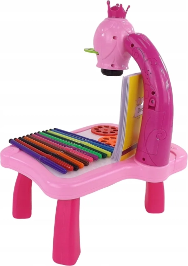 Măsuță roz stabilă cu accesorii