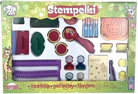 Set de ștampile pentru copii într-o cutie colorată