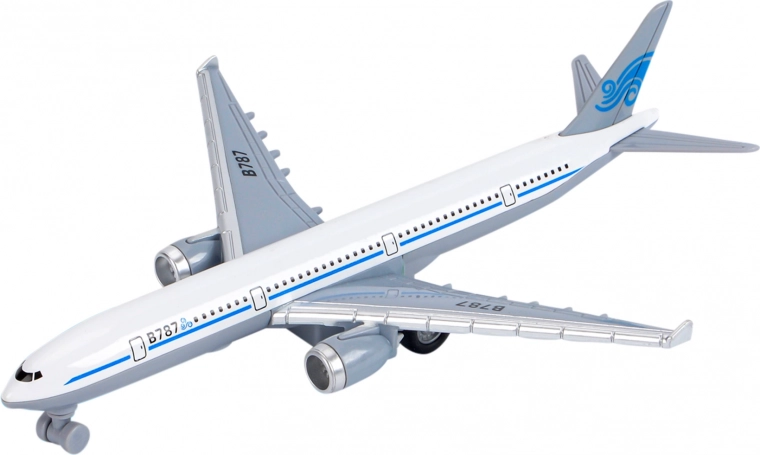 avion de pasageri metalic/plastic 19 cm cu mecanism de întoarcere