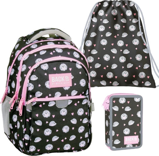 BackUP set școlar Arici drăgălași 3în1 – rucsac, penar echipat și sac