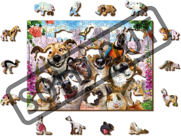Puzzle de lemn Animale Îndrăznețe de la WOODEN CITY - 200 piese ECO