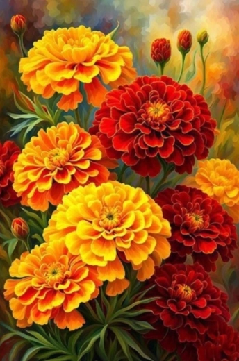 Pictură pe numere – flori 40 × 50 cm pe pânză