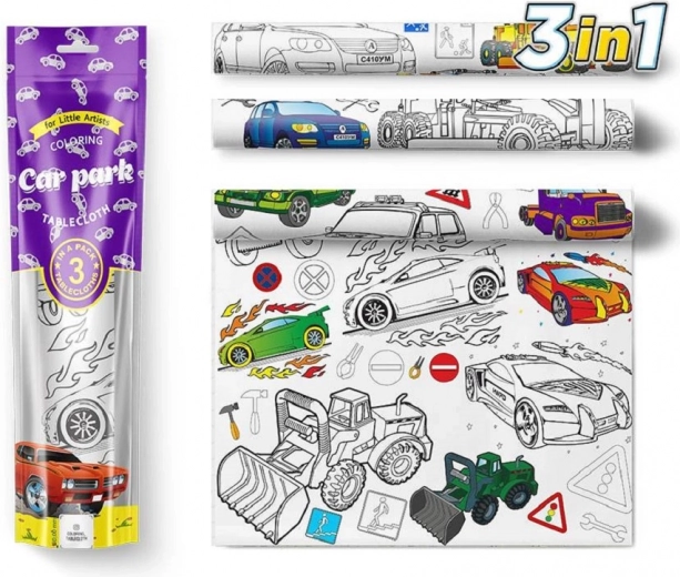 Fețe de masă de colorat Pexi pentru copii - Mașini