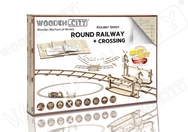 WOODEN CITY puzzle 3D șine circulare cu trecere la nivel (159 piese)