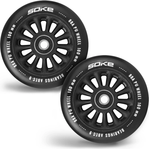 Roți Soke pentru trotinetă 100 mm negre, 2 buc.