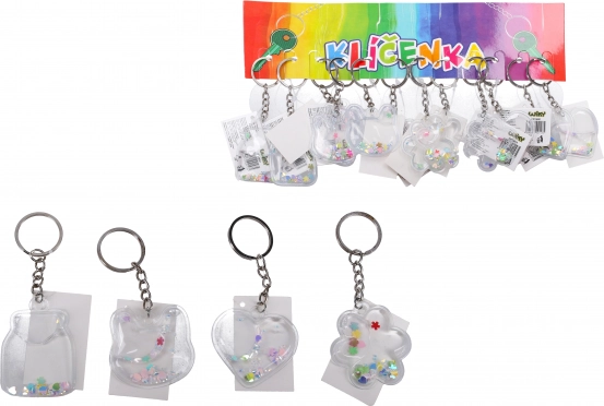 Breloc din acril cu sclipici și lichid – mix de motive