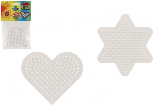 Plăcuțe pentru mărgele termoadezive Hama MIDI – stea și inimă, plastic, 2 buc