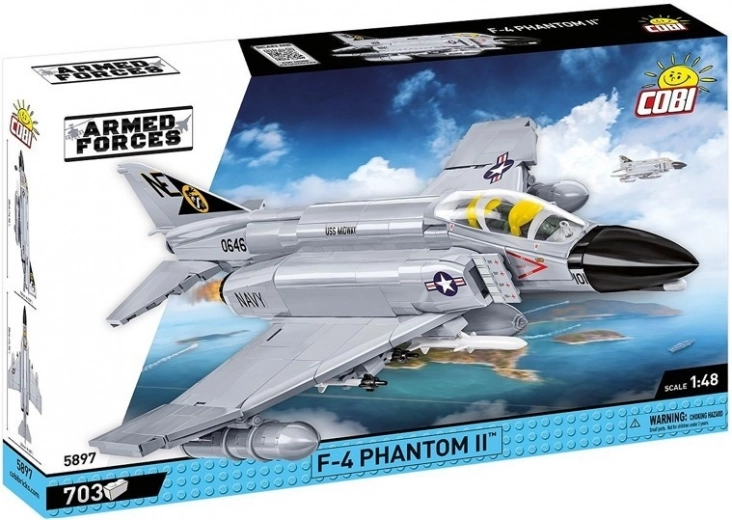 Set de construcție F-4 Phantom II cu 703 piese la scară 1:48