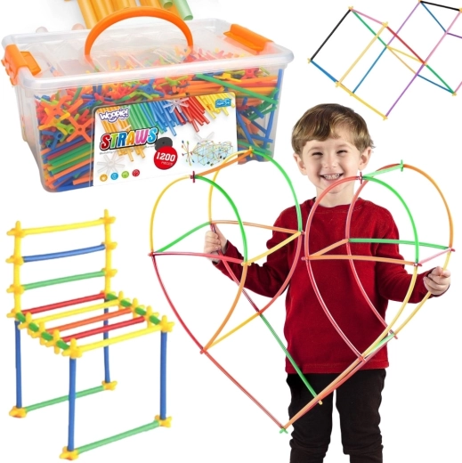 Set de construcție Woopie din paie colorate, 1200 de piese
