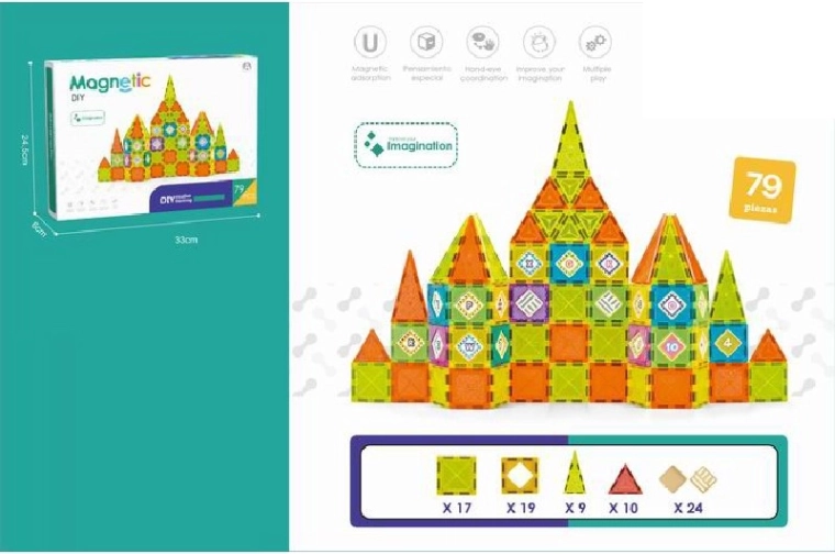 Set de construcție magnetică 79 piese