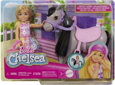 Barbie Chelsea pe ponei – set de joacă ecvestru cu cască