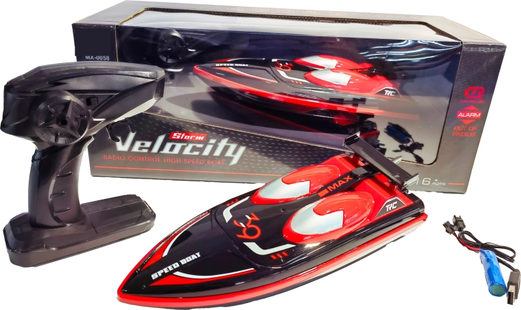 Barcă de curse R/C High speed 1:16 negru-roșu