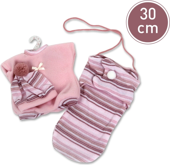 Hăinuțe pentru păpușa Llorens 30 cm – set din 3 piese cu sac de transport