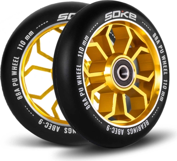 Roți Soke pentru trotinetă 110 mm aurii, 2 buc.
