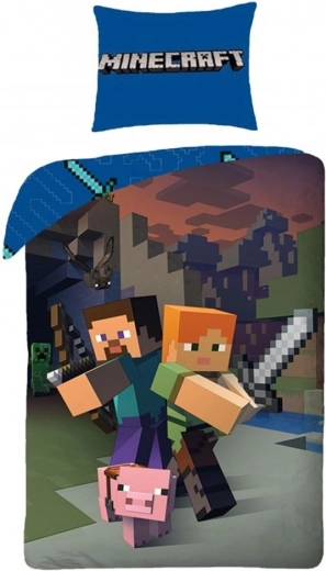 Lenjerie de pat Minecraft 140 × 200 cm + 70 × 90 cm