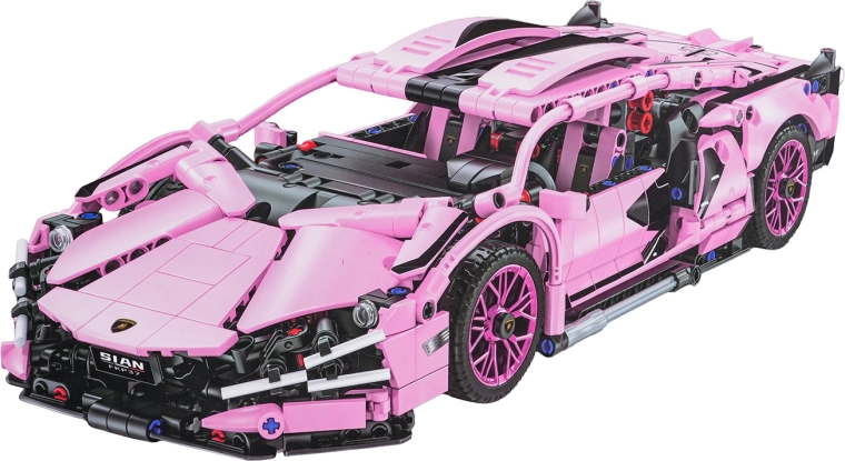 Set de construcție pentru mașină sport roz, 1280 de piese