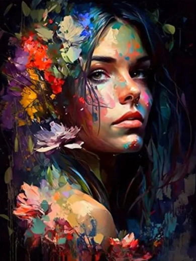 Pictură pe numere – femeie colorată 40 × 50 cm