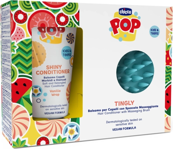 Chicco POP Vanilla Shiny balsam de păr 150 ml cu perie de masaj pentru scalp