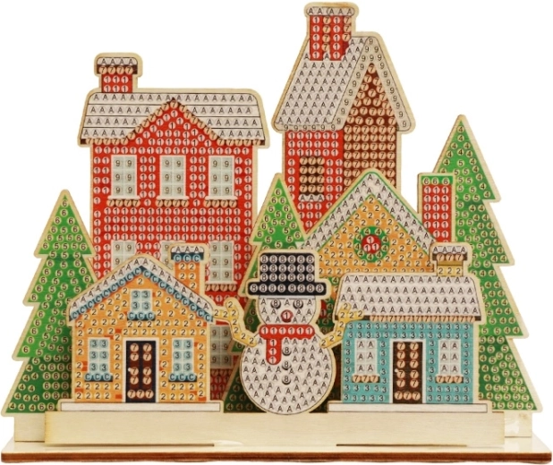 2Kids Toys pictură cu diamante cu suport, orășel de Crăciun