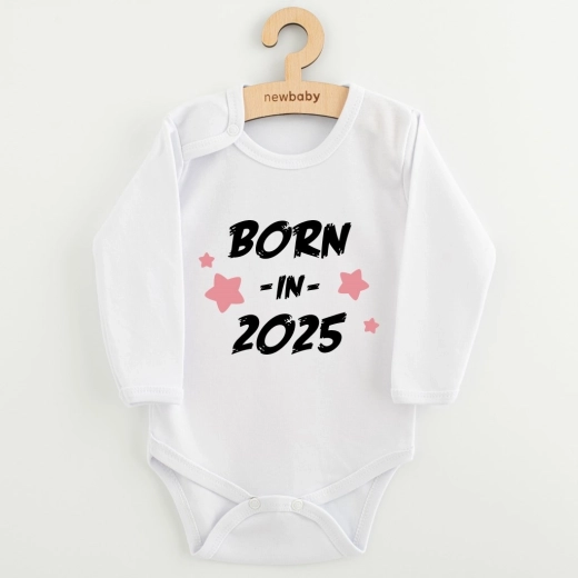 Body pentru copii cu imprimeu New Baby Born in 2025, roz, măr. 68