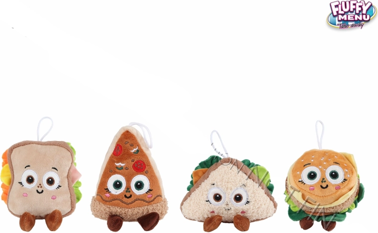 Fluffy Menu alimente din pluș – mix 4 tipuri, 12 buc. în cutie de prezentare